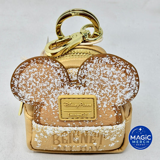 Disney Park Loungefly Mickey Ears Beignet All Day Mini Backpack Keychain Charm