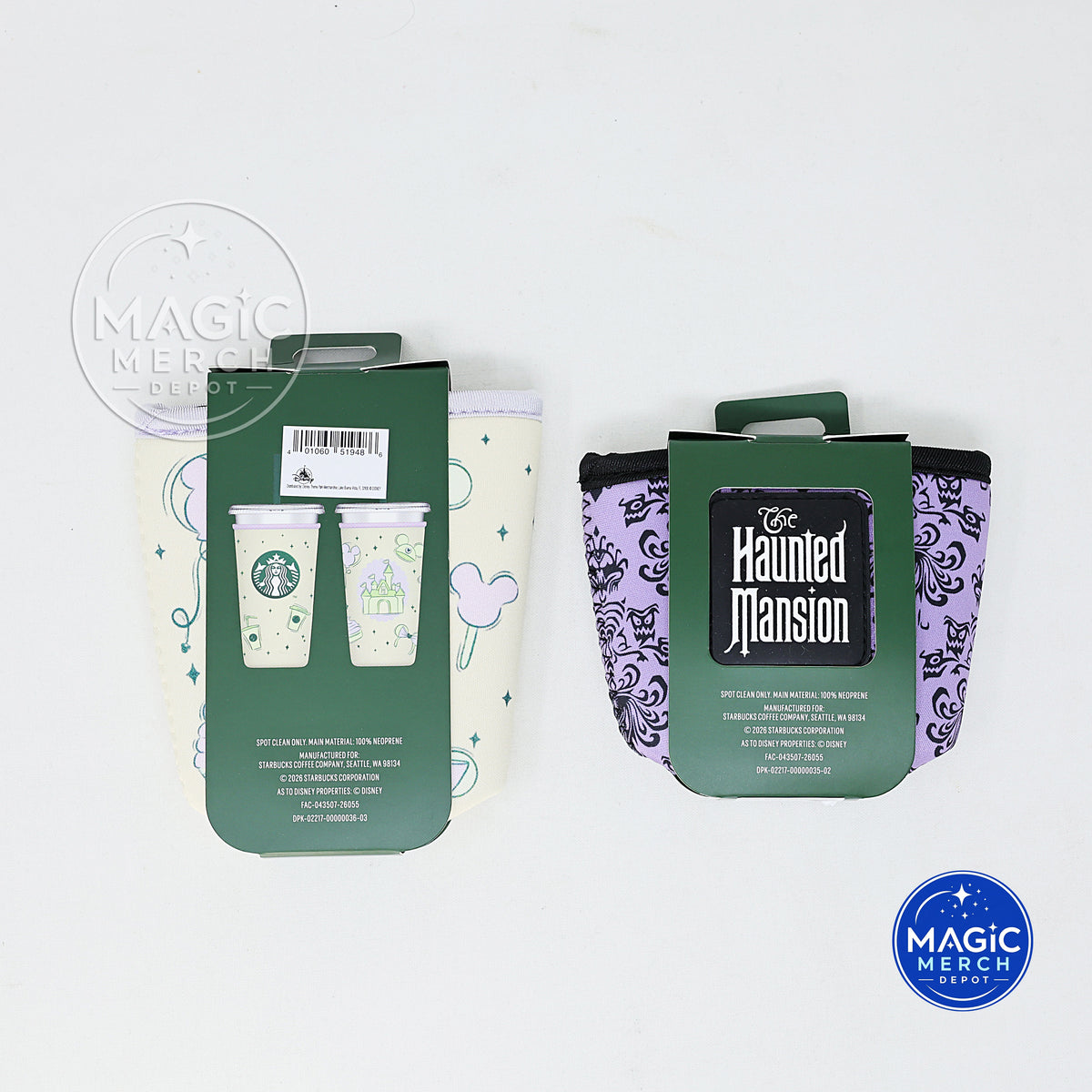 Starbucks Haunted Mansion 16 oz + 24 oz Summertime Castle Mickey Ear Cup Sleeves