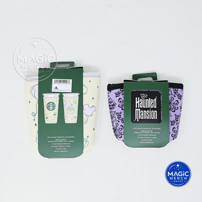 Starbucks Haunted Mansion 16 oz + 24 oz Summertime Castle Mickey Ear Cup Sleeves