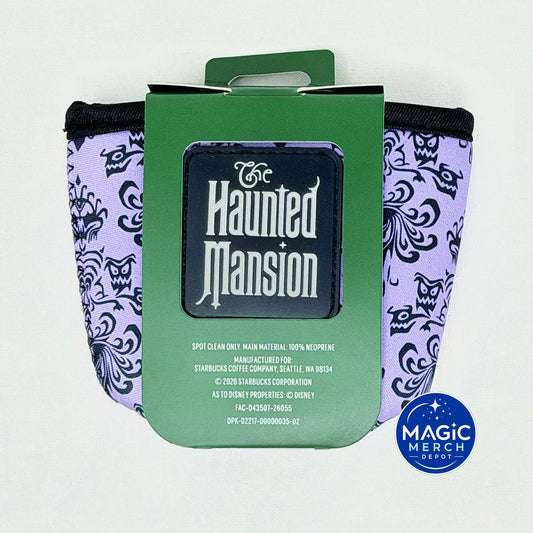 NEW Disney Parks 2026 Starbucks Haunted Mansion Purple Fabric Cup Sleeve 16 oz