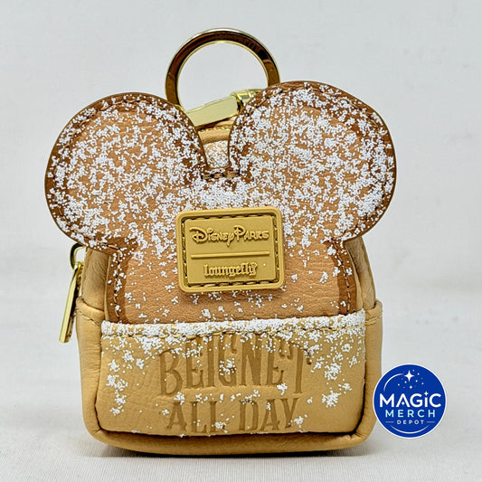 Disney Park Loungefly Mickey Ears Beignet All Day Mini Backpack Keychain Charm