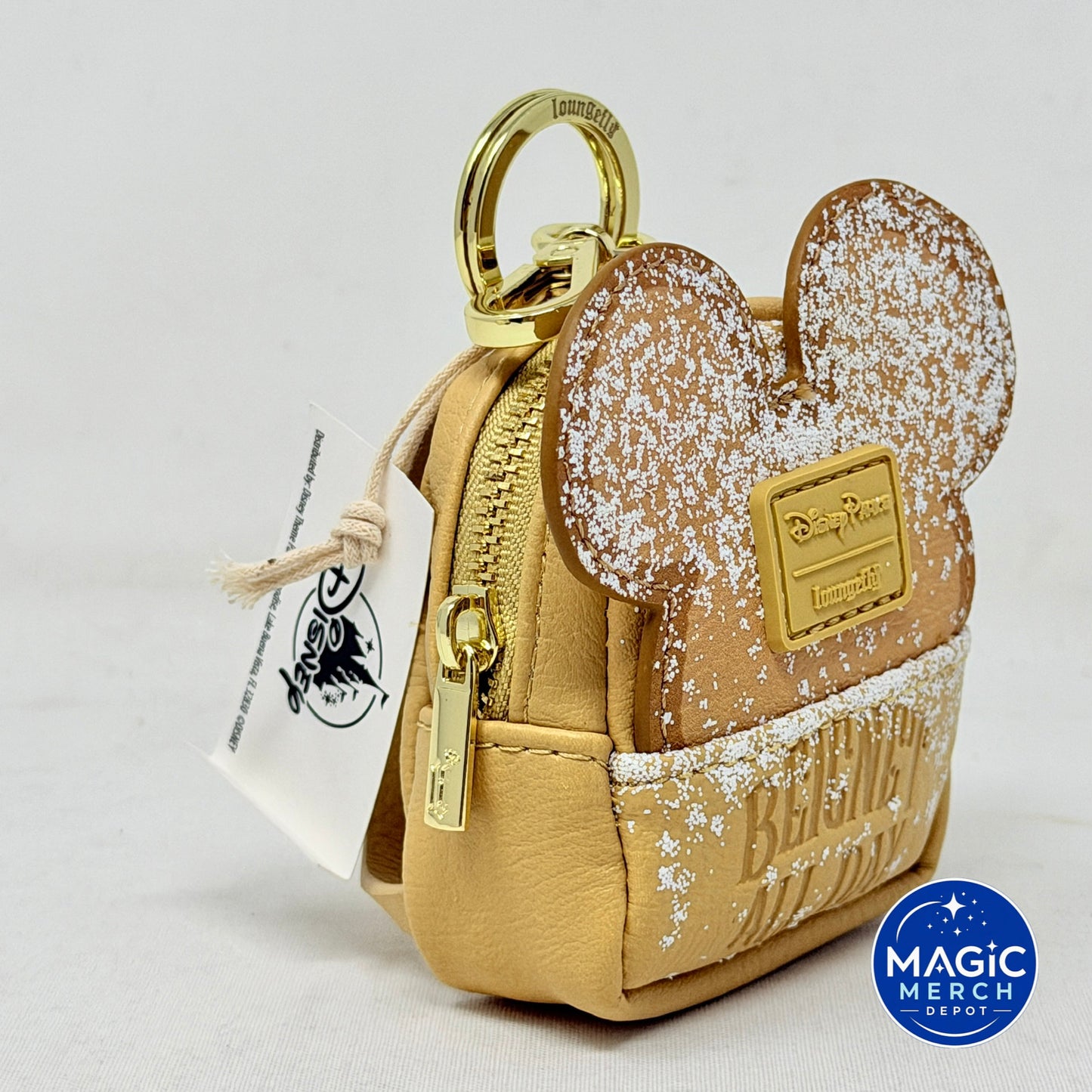 Disney Park Loungefly Mickey Ears Beignet All Day Mini Backpack Keychain Charm