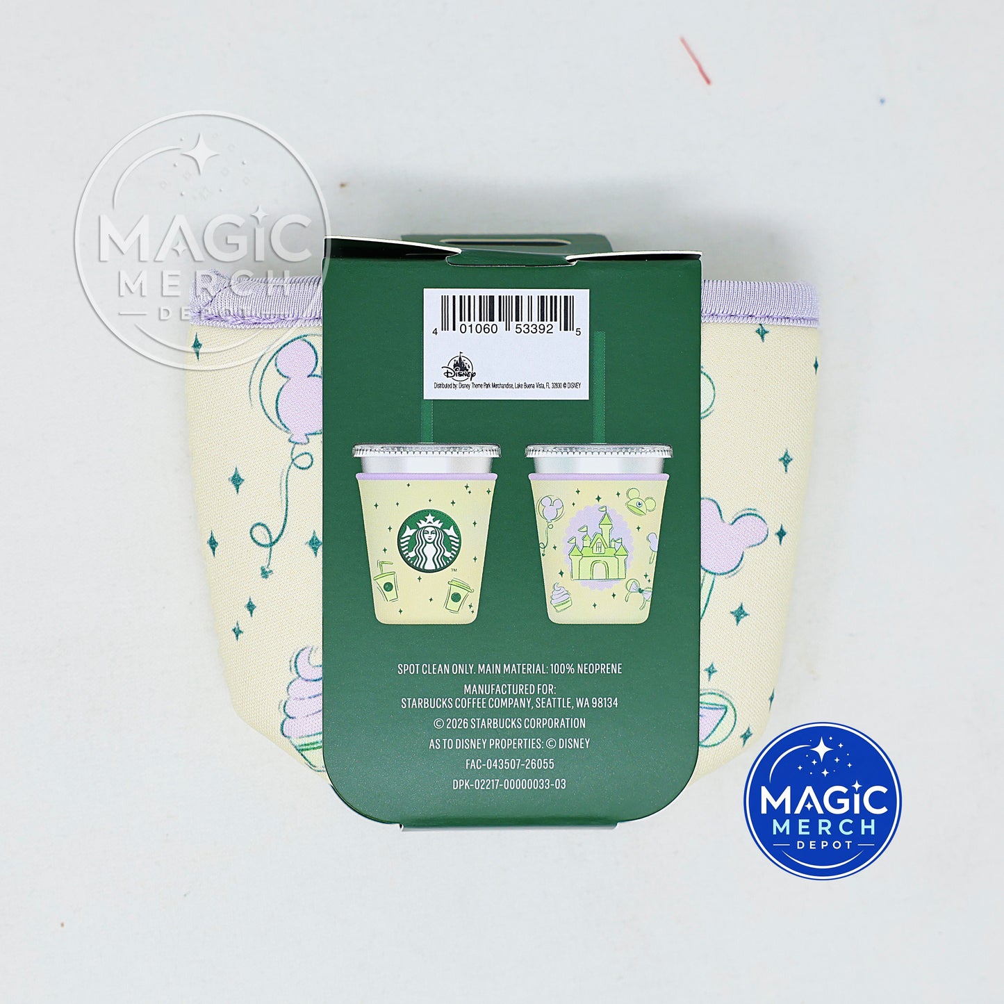 COMBO 16 oz + 24 oz 2026 Starbucks Summertime Castle Mickey Ear Cup Sleeves